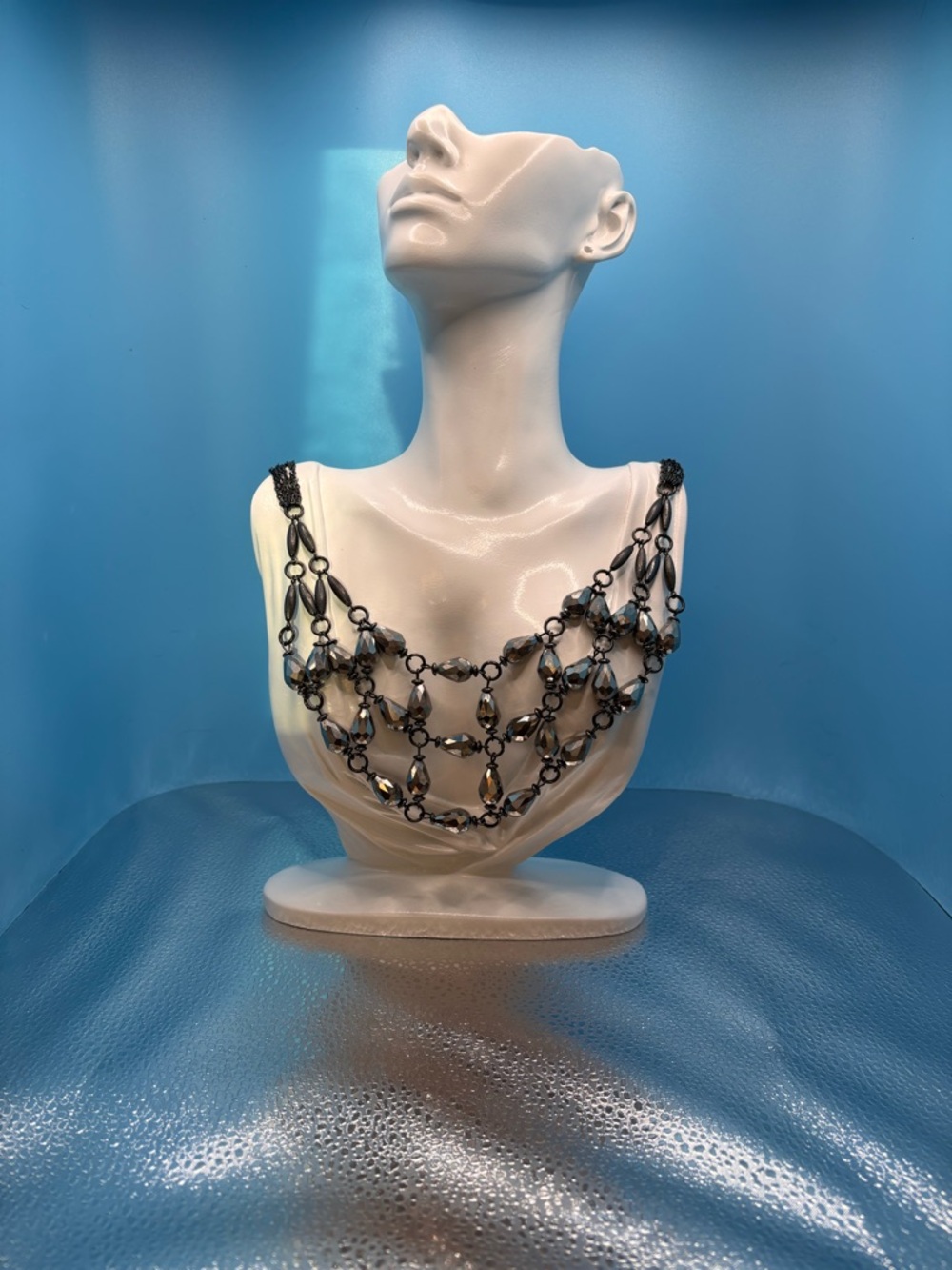 Simply Vera Vera Wang Gun Metal Faceted Gray Glass Teardrop Bib Necklace